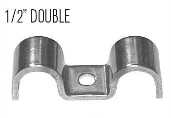 1/2" x 1/2" Double Line Clamps, Stainless Steel, 6-Pack