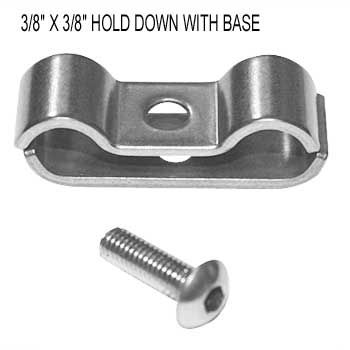 3/8" x 3/8" Hold Down w/Base Line Clamps, Stainless Steel, 3-Pack