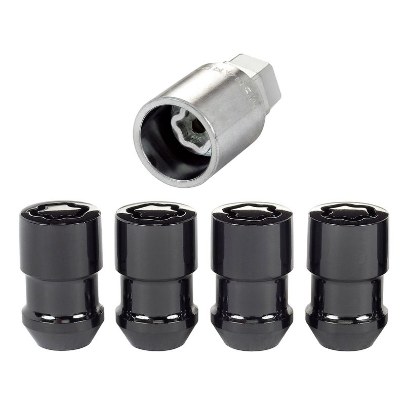 Black Cone Seat Wheel Lock Set, M12 x 1.5, Set of 4