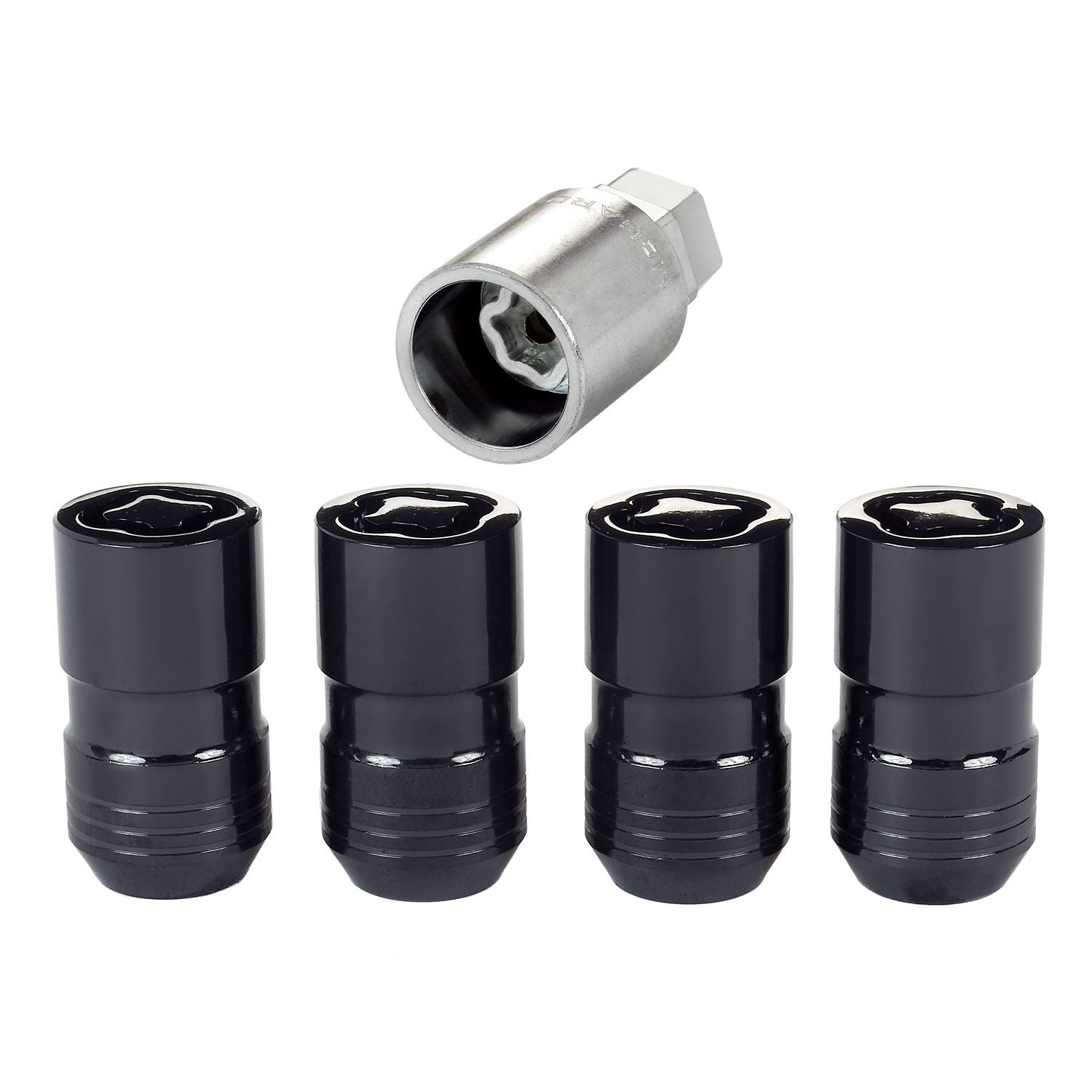 Black Cone Seat Wheel Lock Set, M14 x 1.5, Set of 4