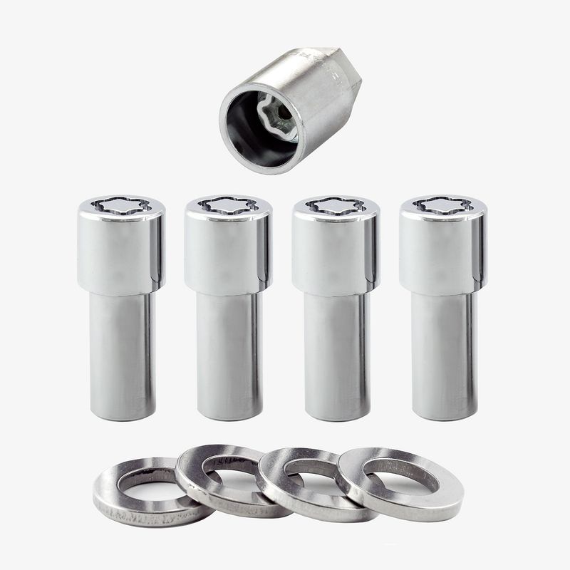 Chrome Extra Long Shank Wheel Lock Set, 1/2"-20, Set of 4