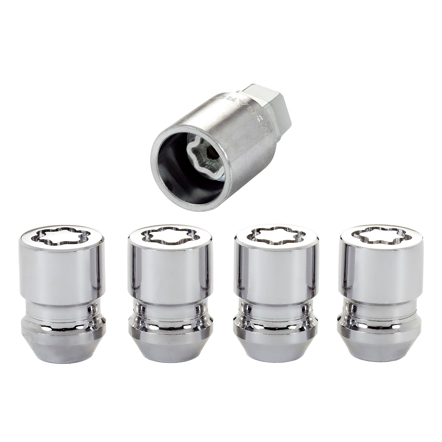 Chrome Cone Seat Wheel Lock Set, M12 x 1.5, Set of 4