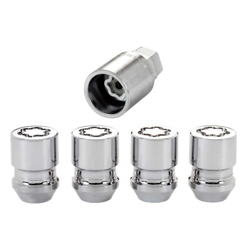Chrome Cone Seat Wheel Lock Set, M12 x 1.5, Set of 4