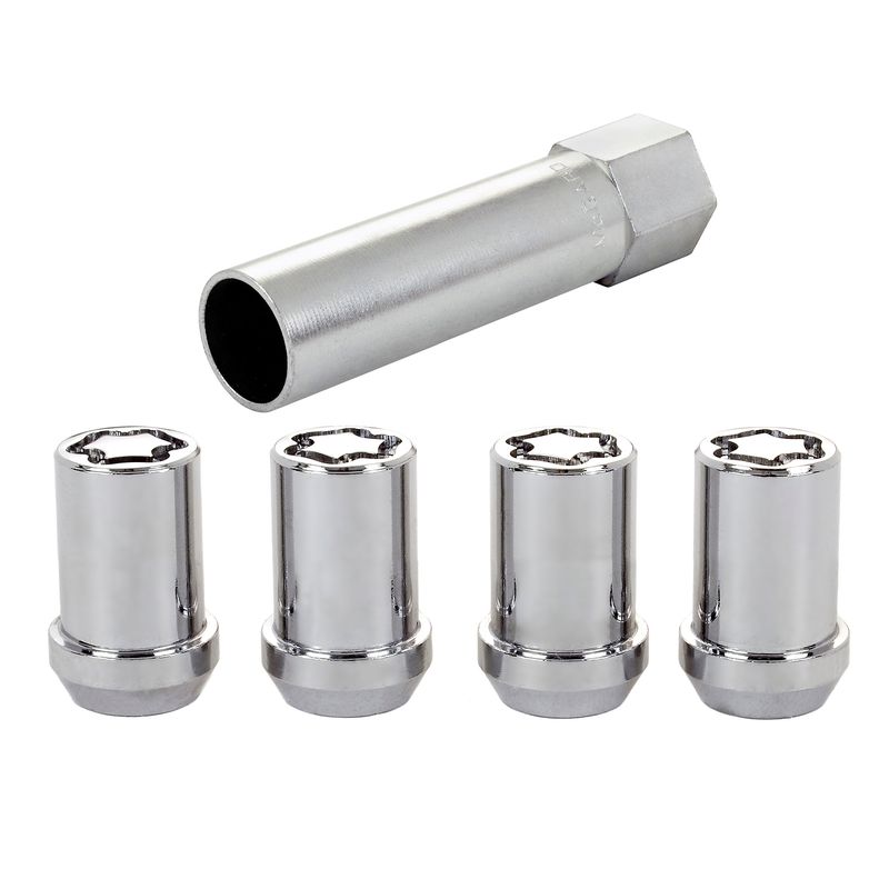 Chrome Tuner Style Cone Seat Wheel Lock Set, M12 x 1.25, Set of 4