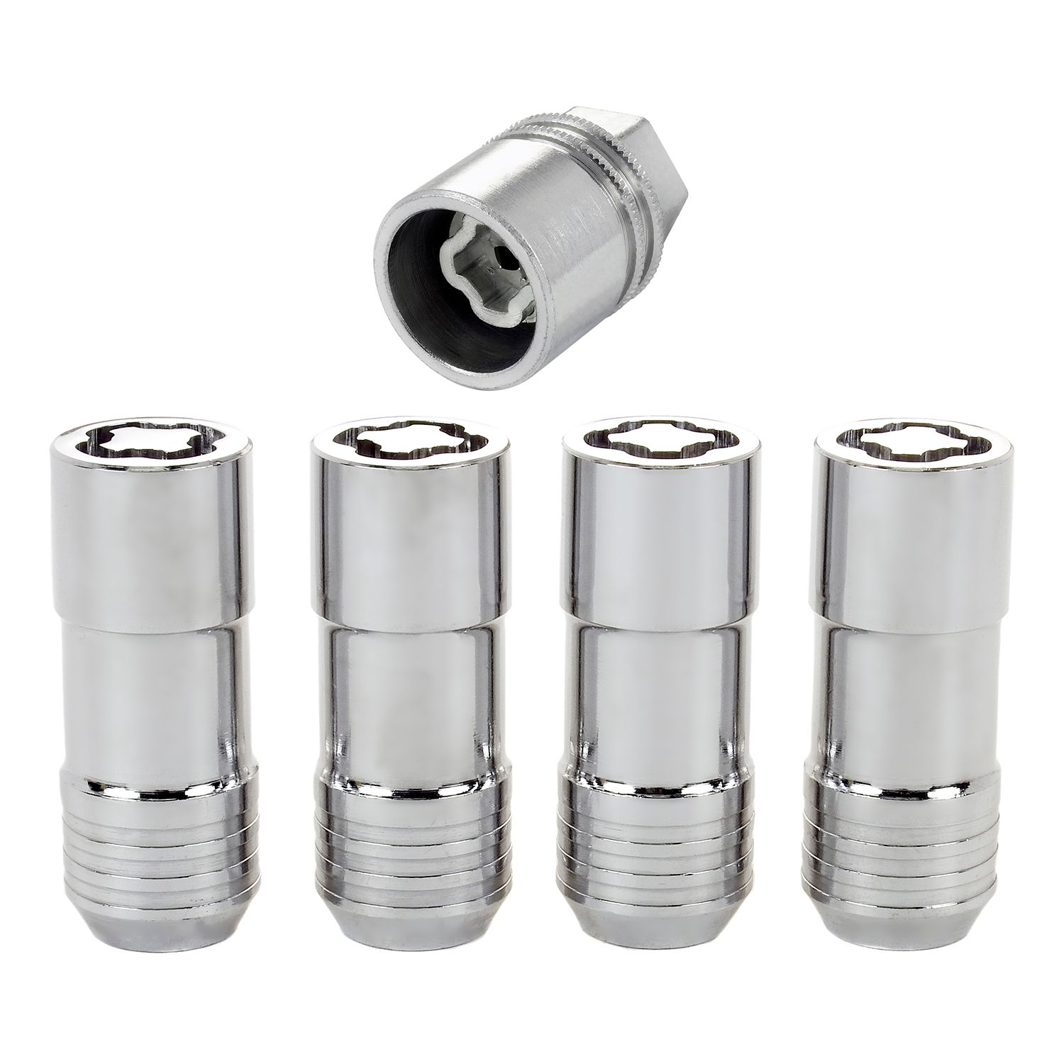 Chrome Cone Seat Wheel Lock Set, M14 x 2.0, Set of 4
