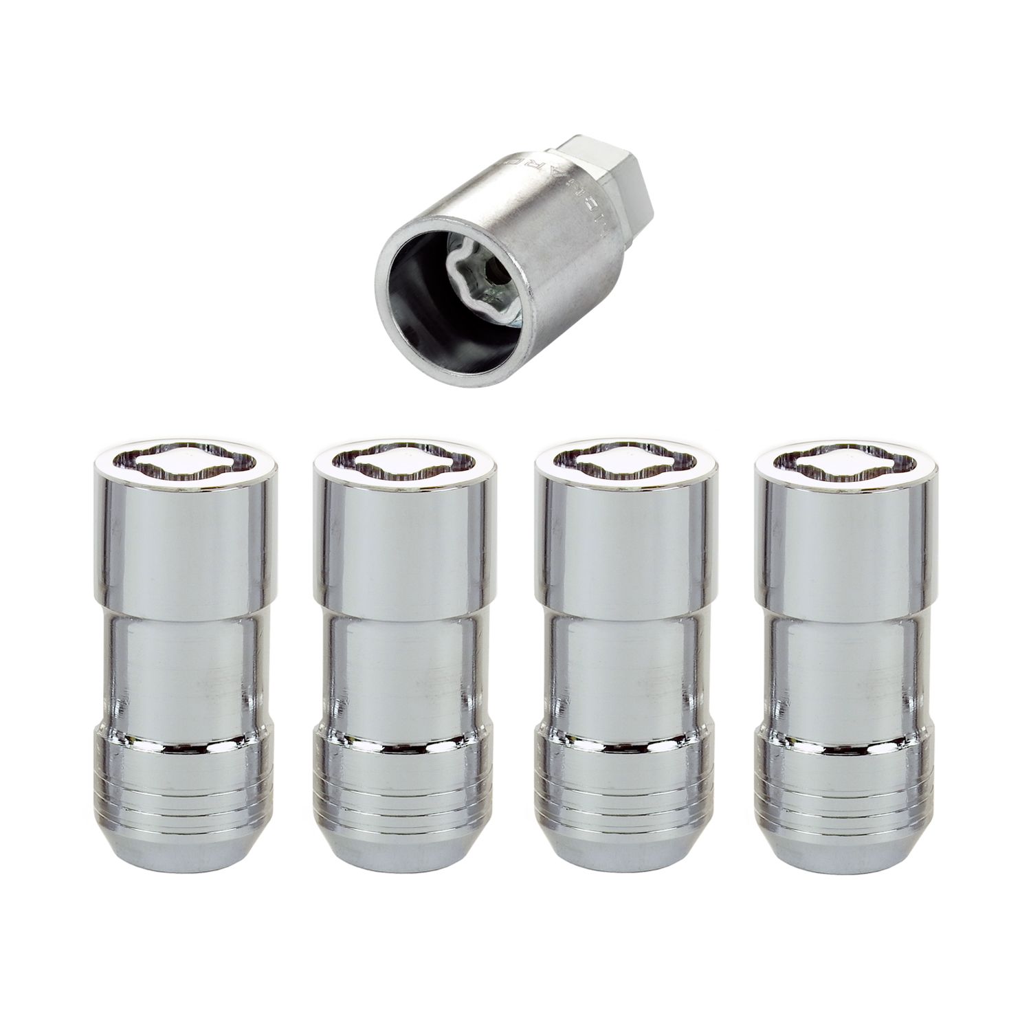 Chrome Cone Seat Wheel Lock Set, M14 x 1.5, Set of 4