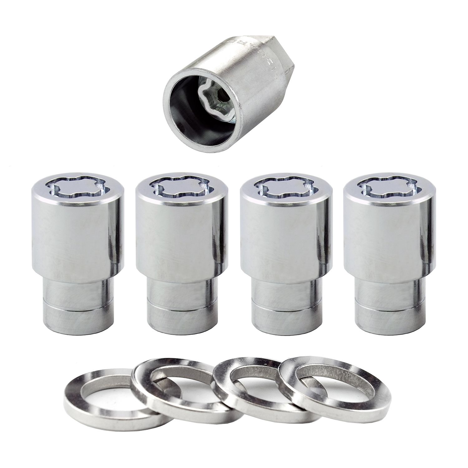 Chrome Regular Shank Wheel Lock Set, M12 x 1.5, Set of 4