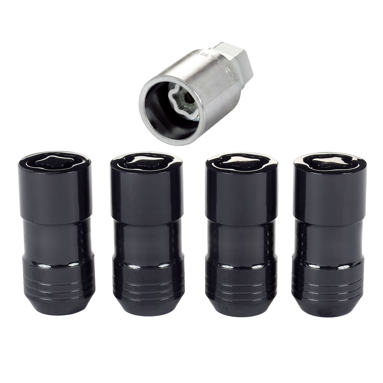 Black Cone Seat Wheel Lock Set, M14 x 1.5, Set of 4