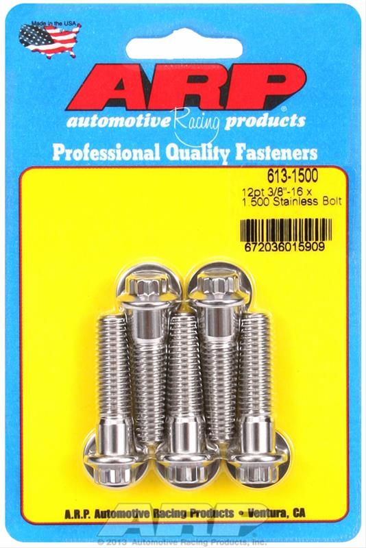 Stainless Steel 12-Point Bolts, 3/8"-16 x 1.500", Set of 5