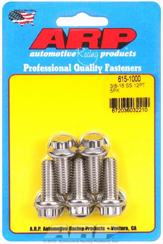 Stainless Steel 12-Point Bolts, 3/8"-16 x 1.000", Set of 5