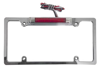 Chrome License Plate Frame with Third Brake Light, Red LED