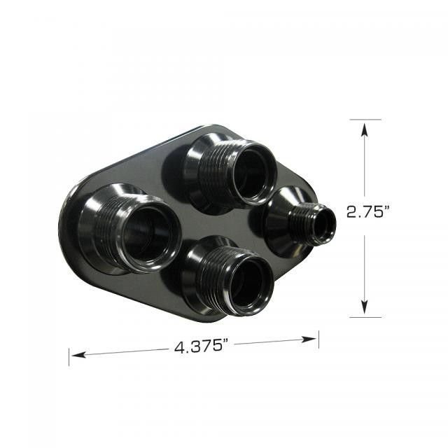 Black 4-Way A/C Heater Bulkhead Plate, 8-10 O-Ring
