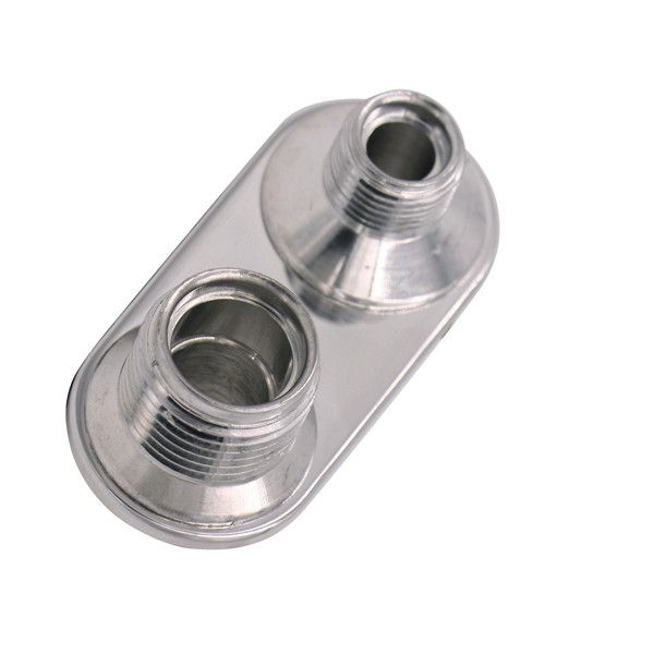 Polished 2-Way A/C Bulkhead Plate, 6-10 O-Ring