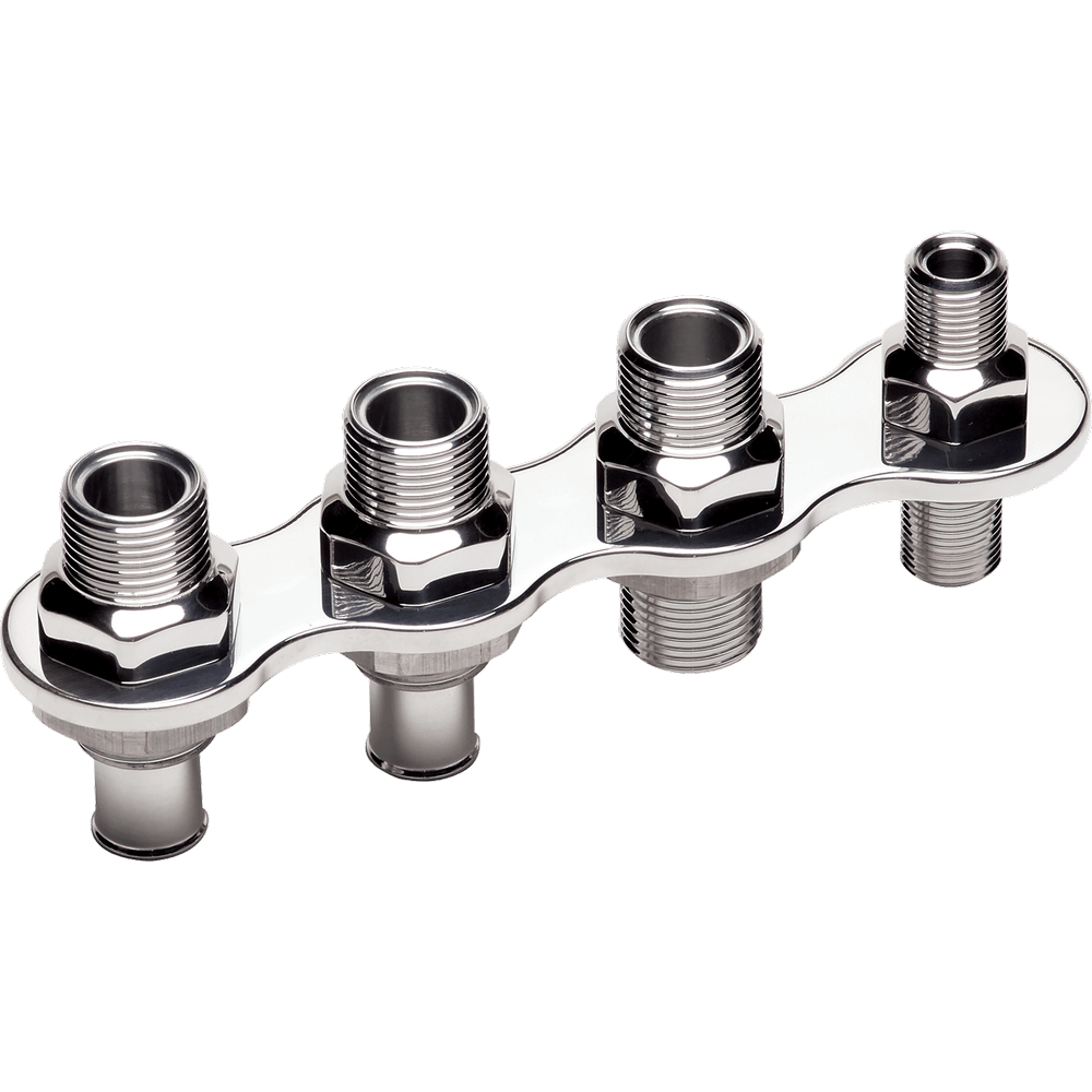 A/C &amp; Heater Bulkhead, Push-On Inline 4-Port, Polished