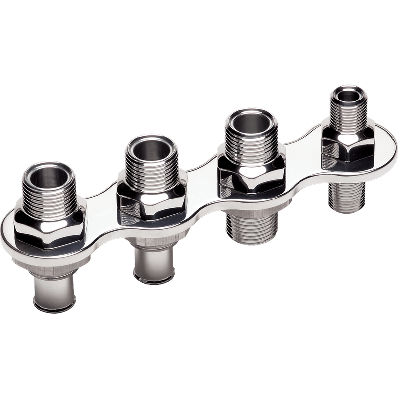 A/C &amp; Heater Bulkhead, Push-On Inline 4-Port, Polished