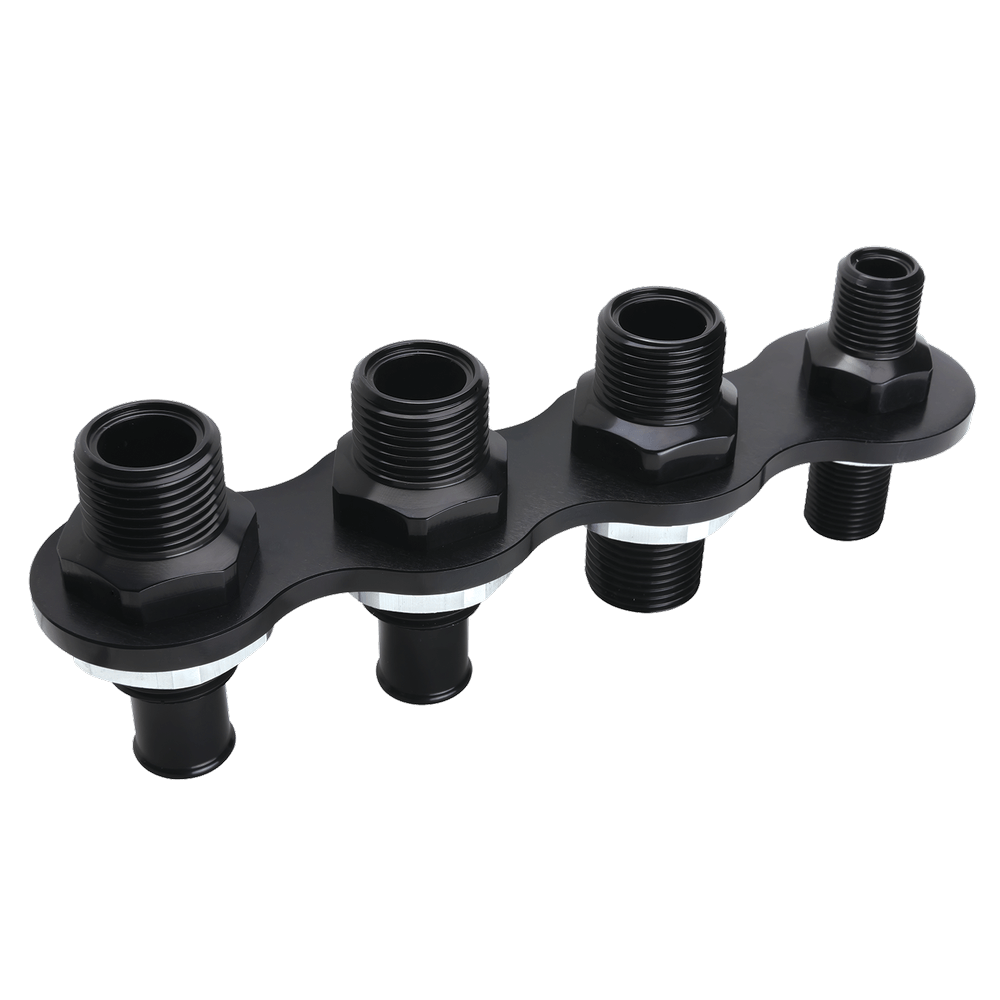 A/C &amp; Heater Bulkhead, Push-On Inline 4-Port, Black