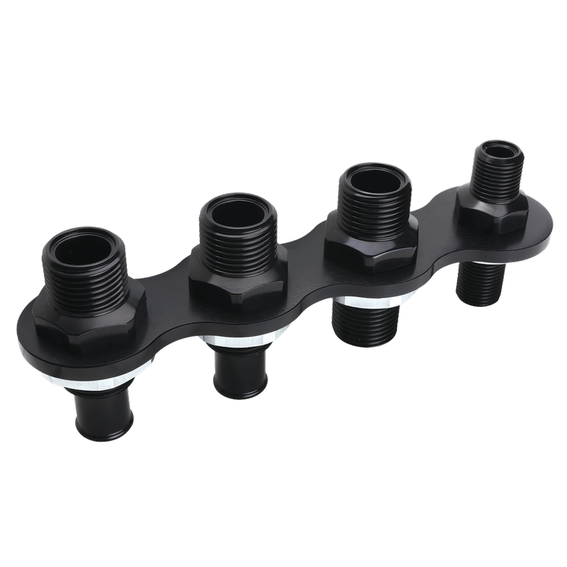 A/C &amp; Heater Bulkhead, Push-On Inline 4-Port, Black
