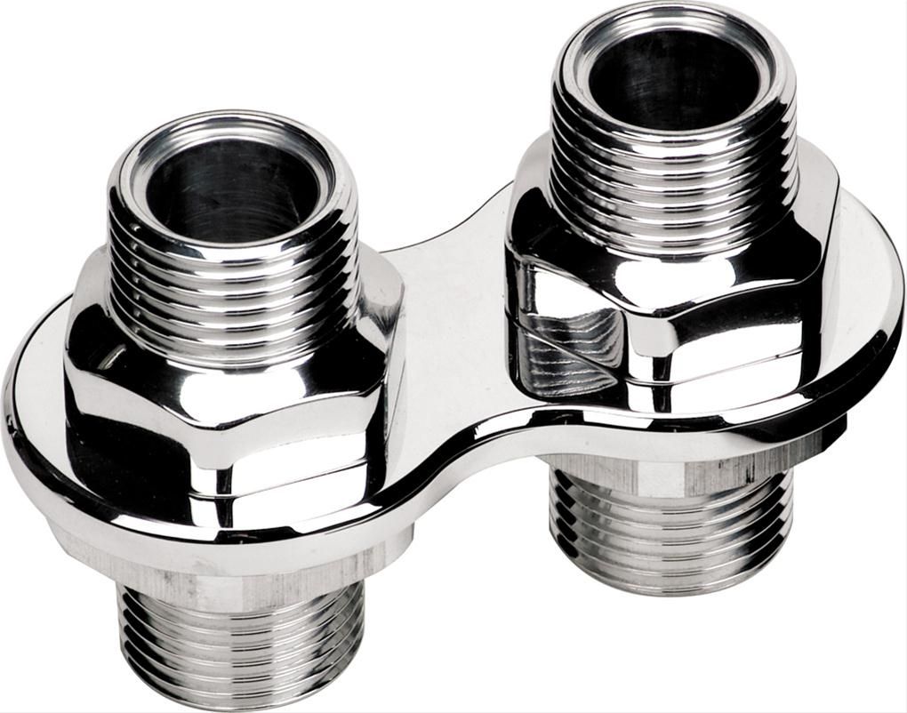 Heater Bulkhead, 2-Port, Polished, -10 AN Male