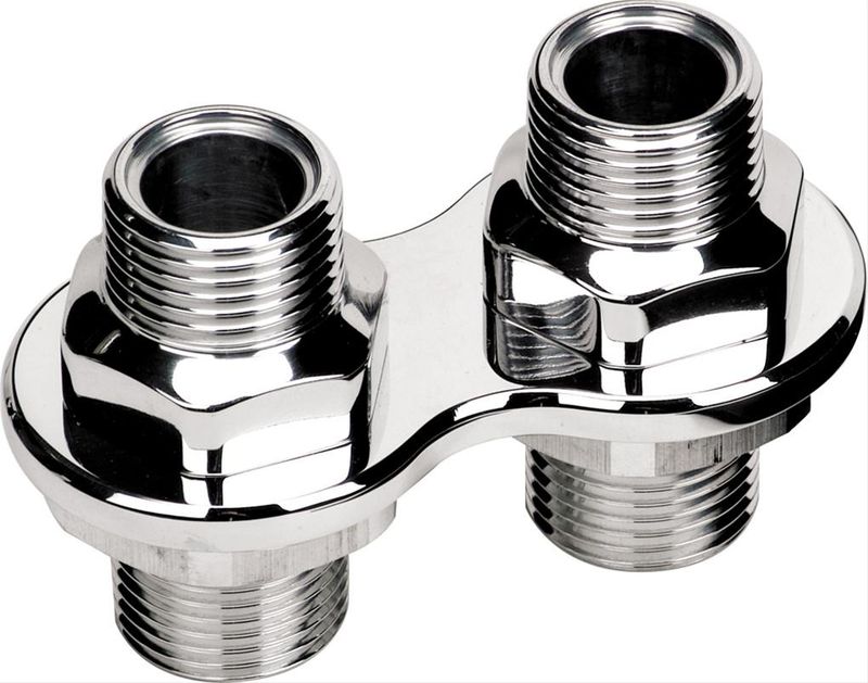 Heater Bulkhead, 2-Port, Polished, -10 AN Male