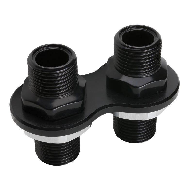 Heater Bulkhead, 2-Port, Black, -10 AN Male