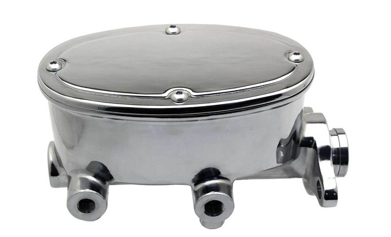 Tandem Oval Chrome Aluminum Master Cylinder, 1" Bore, Disc/Drum
