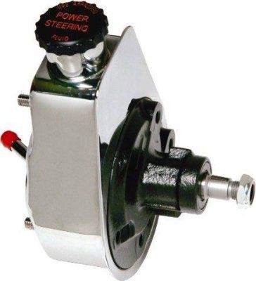 Chrome GM Power Steering Pump, Keyway Shaft