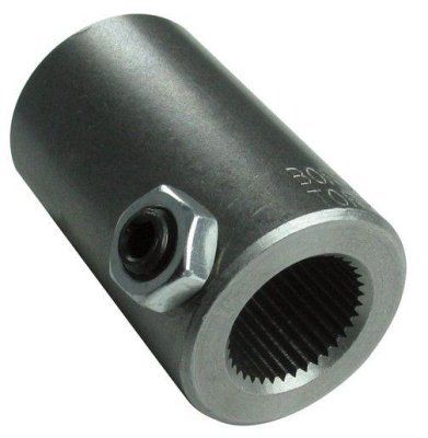 Steel Steering Coupler, 1"-48 Spline x 1-1/4" Smooth Bore, 2" Long