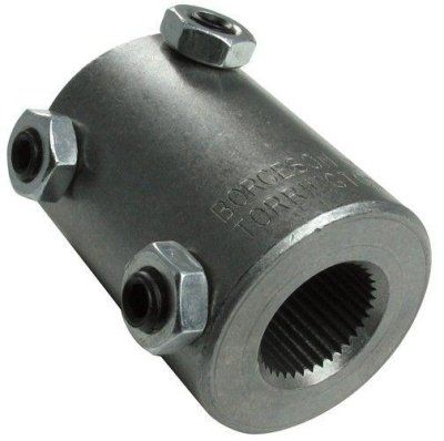 Steel Steering Coupler, 3/4"-36 Spline x 3/4" Double D, 2" Long