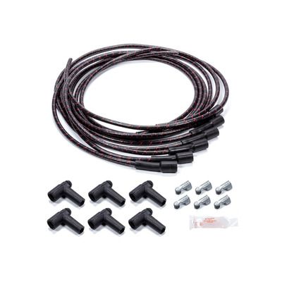 Vintage Cloth-Covered Spark Plug Wire Set, HEI, Black with Red Tracer, Universal