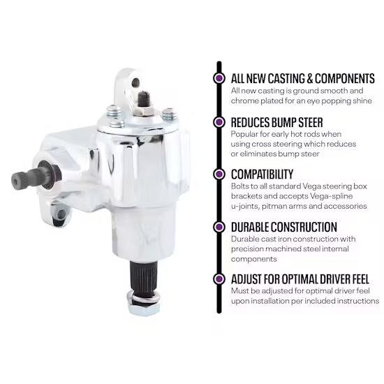 Chrome Vega Manual Cross Steering Gear Box