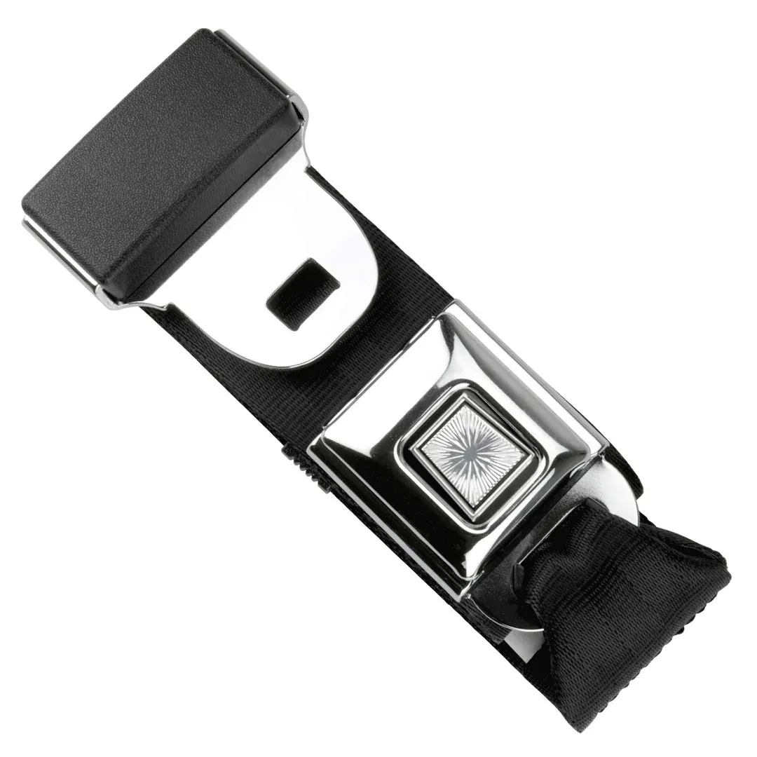 2-Point Black Lap Seat Belt with Starburst Push-Button Buckle