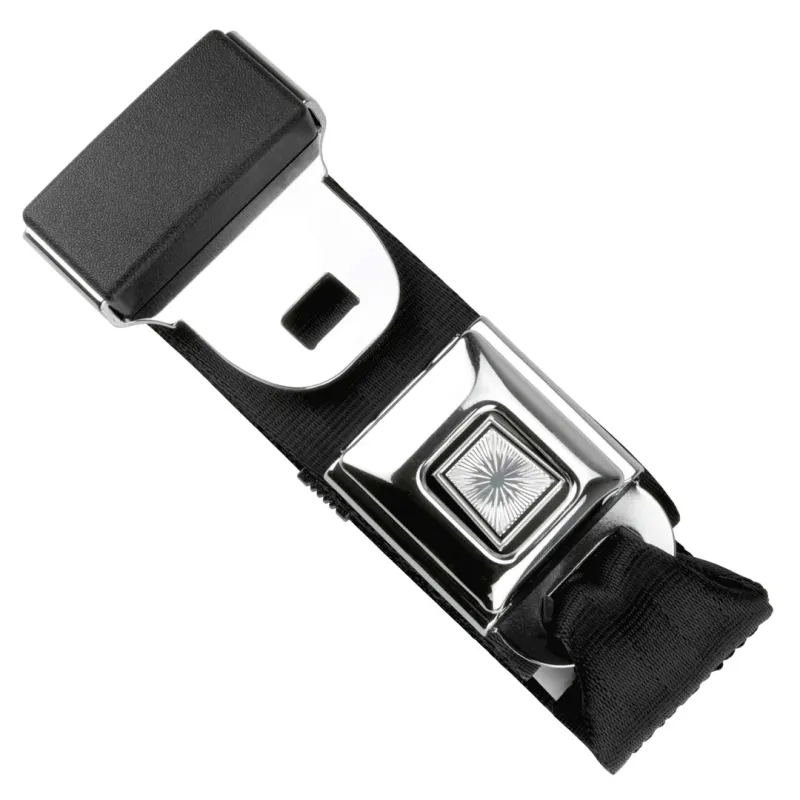 2-Point Black Lap Seat Belt with Starburst Push-Button Buckle