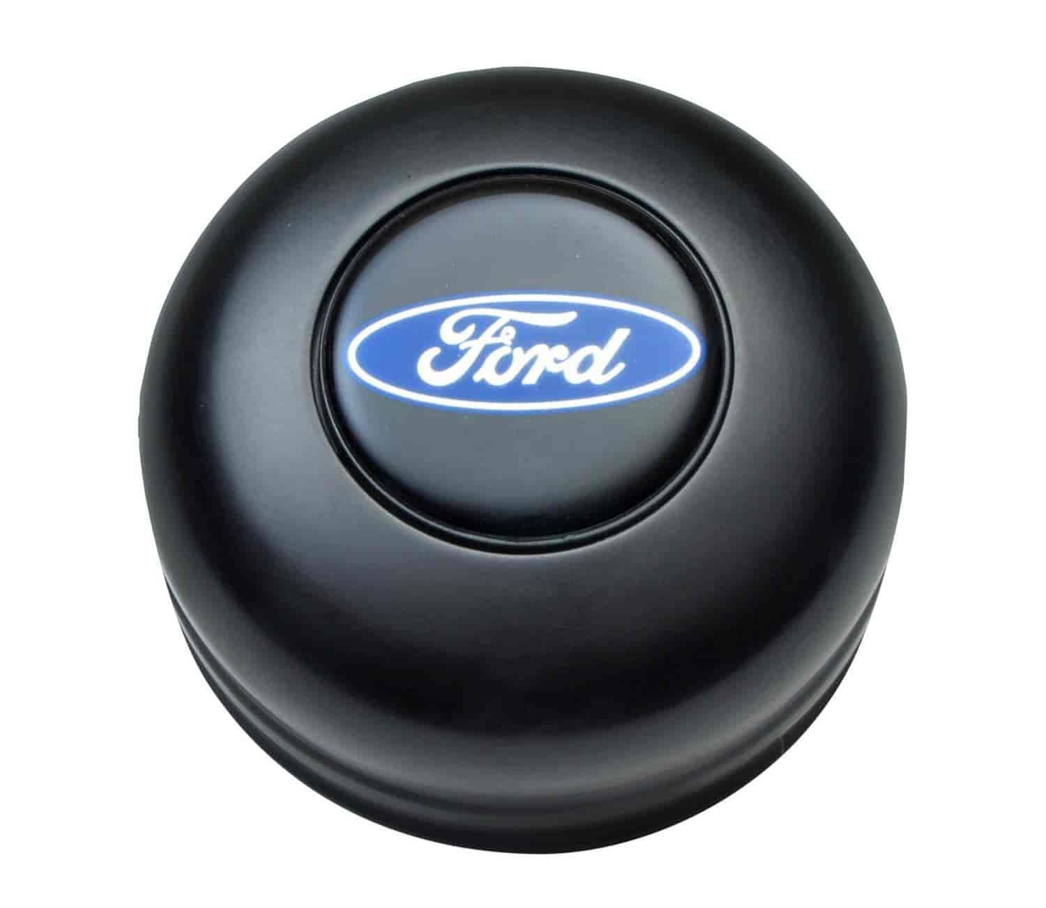 GT-3 Standard Horn Button, Black Anodized Aluminum, Ford Oval