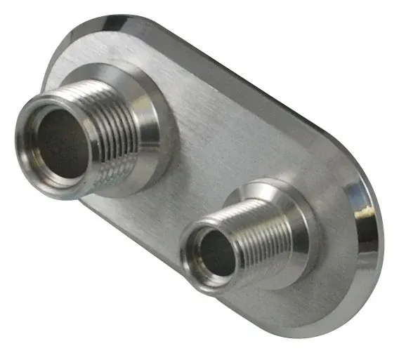 A/C &amp; Heater Firewall Bulkhead Fitting, #10 &amp; #6 AN, Brushed Aluminum