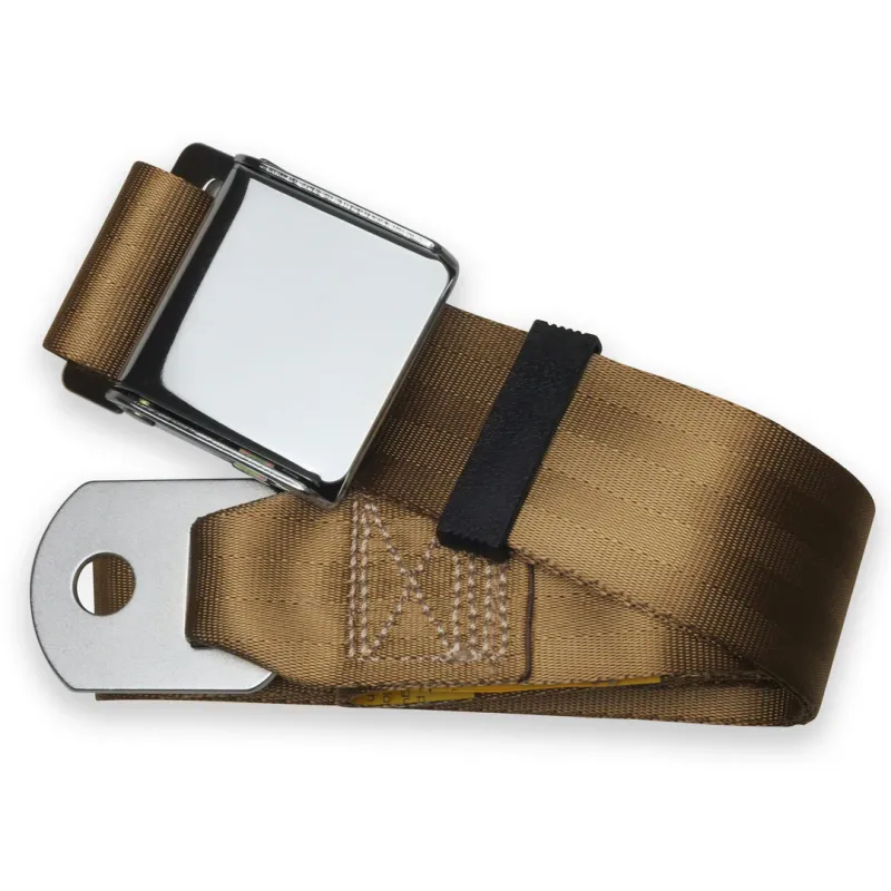 Tan 2-Point Lap Seat Belt, Lift Latch, 60", Universal