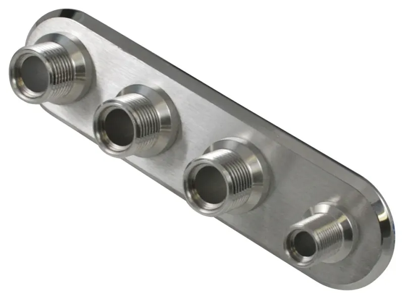 A/C &amp; Heater Firewall Bulkhead Fitting, (3) #10 &amp; (1) #6 AN, Brushed Aluminum