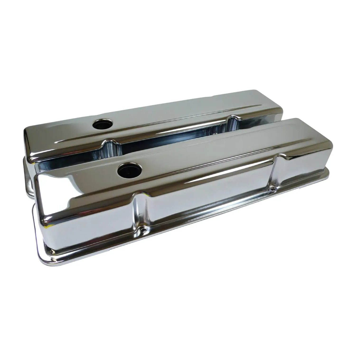 Small Block Chevy Steel Valve Covers, Chrome, 1958-86