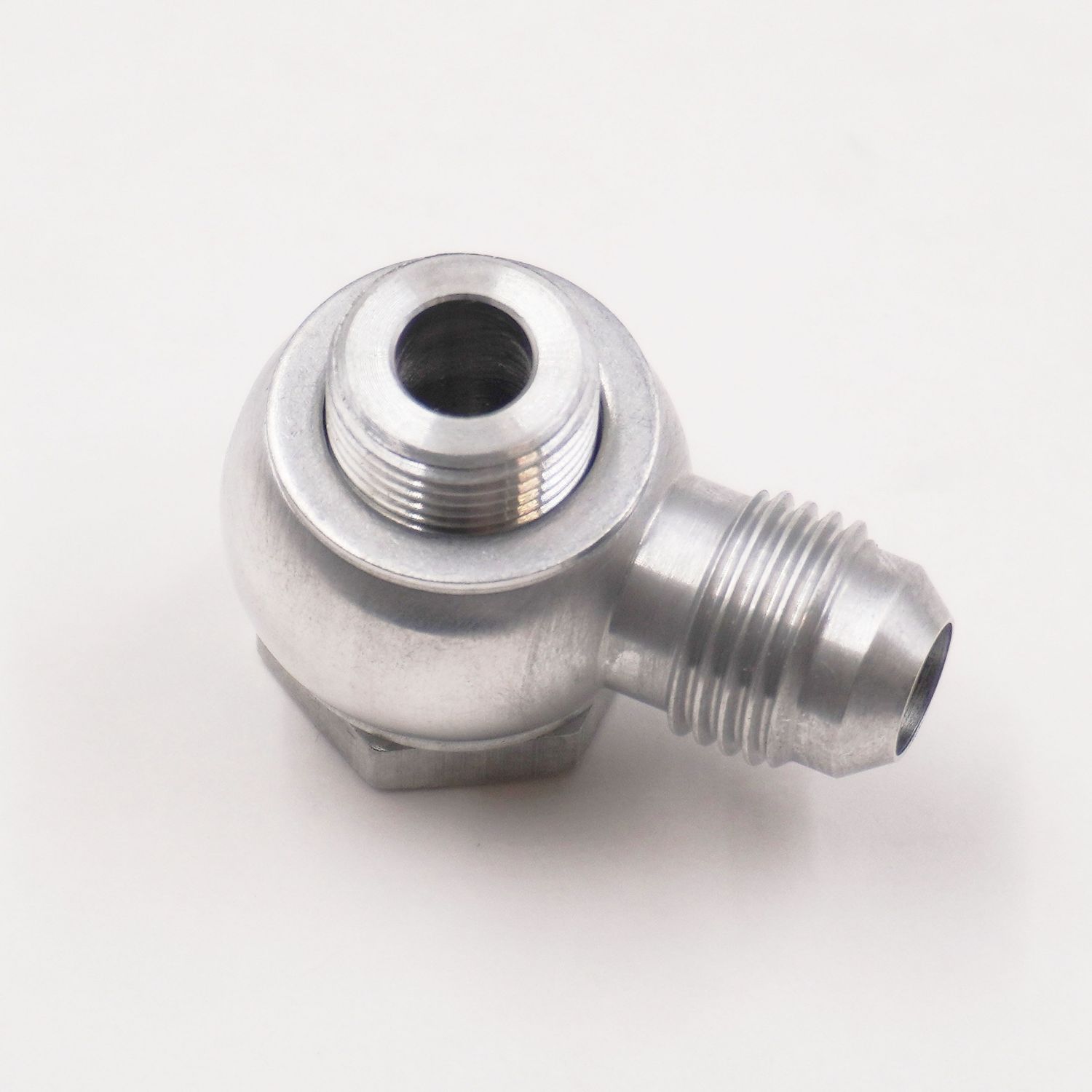 Carburetor Banjo Fitting Assembly, 9/16"-24 to -6 AN, Clear Aluminum
