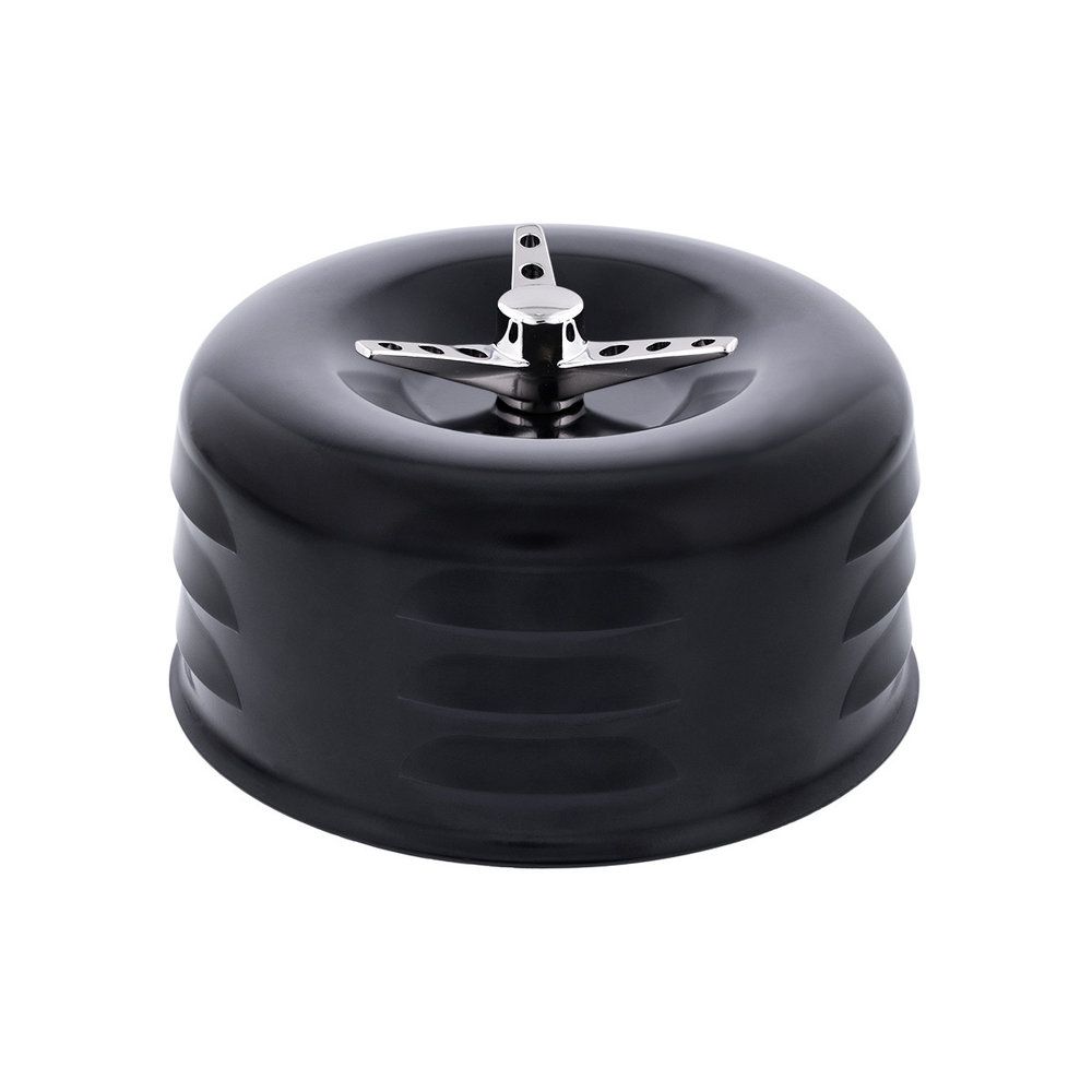 4" Round Louvered Air Cleaner, Black, 2-5/8" Neck