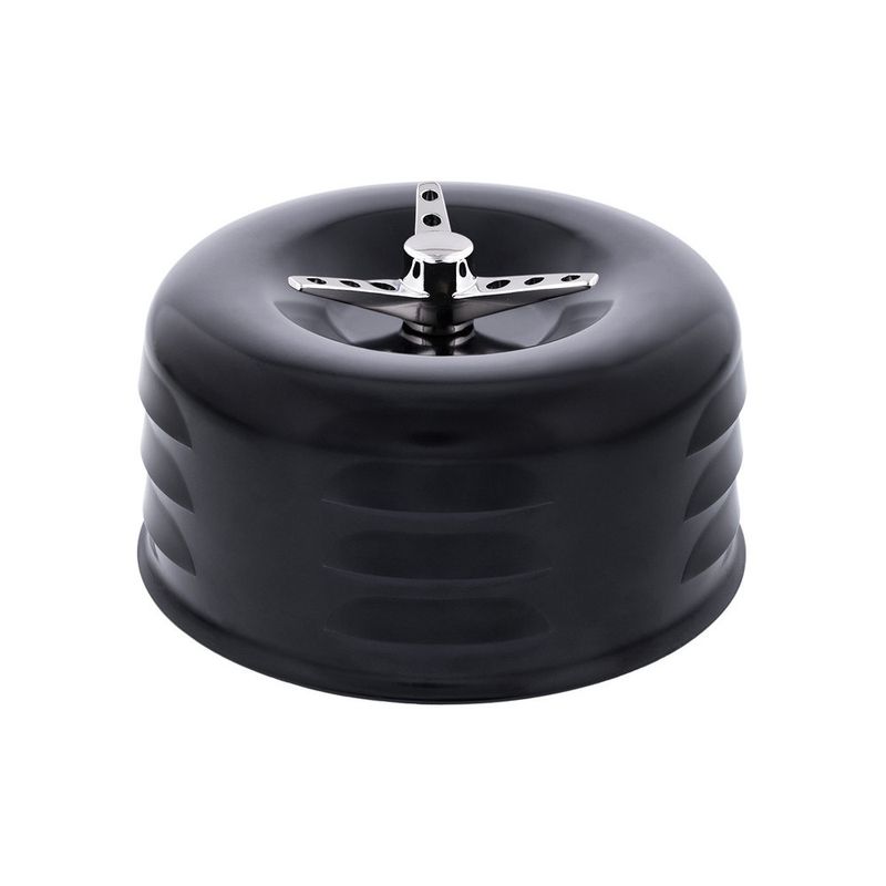 4" Round Louvered Air Cleaner, Black, 2-5/8" Neck