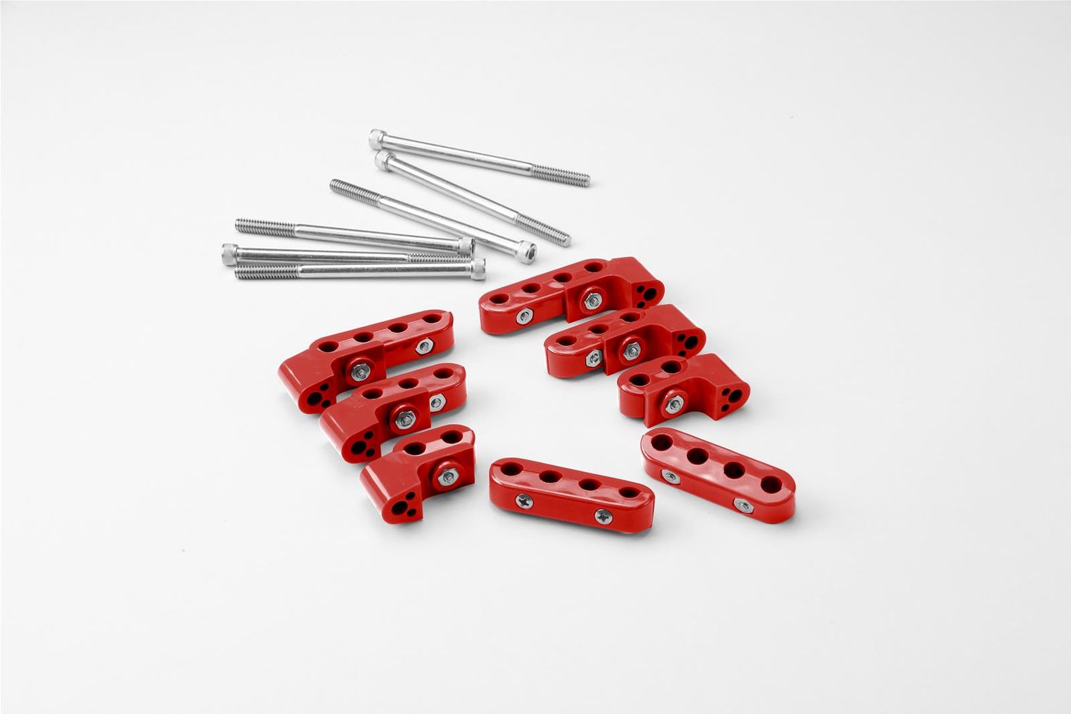 Horizontal Top Mount Ignition Wire Loom Kit, Red, 1987-Up Small Block Chevy