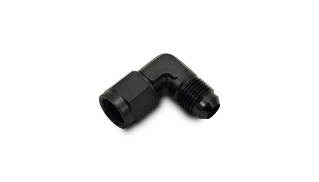 90° Female to Male AN Flare Adapter, -6 AN to -6 AN, Black