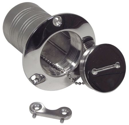 Flush Mount Fuel Filler Neck with Locking Cap, Polished Stainless Steel