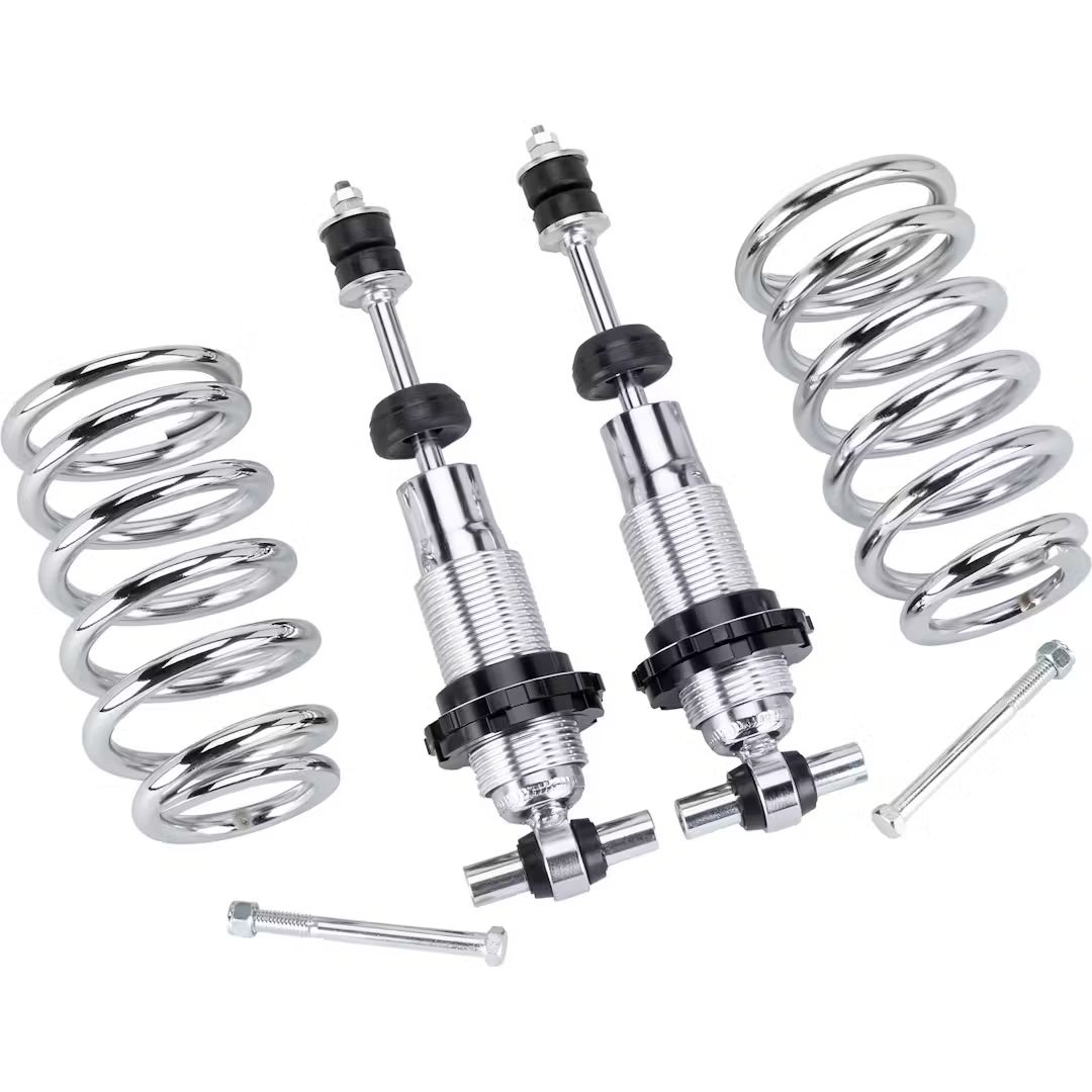 Mustang II Bolt-On Adjustable Coil-Over Kit, Chrome, 375 lb. Springs
