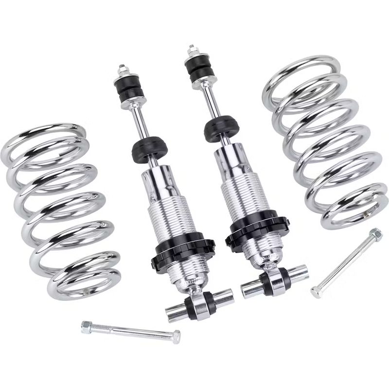 Mustang II Bolt-On Adjustable Coil-Over Kit, Chrome, 375 lb. Springs