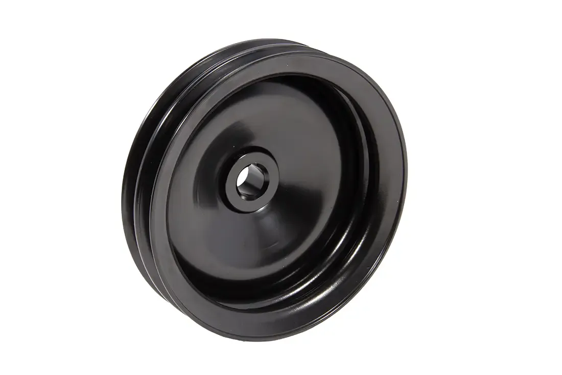 Power Steering Pump Pulley, Double Groove, Black Steel, 6"