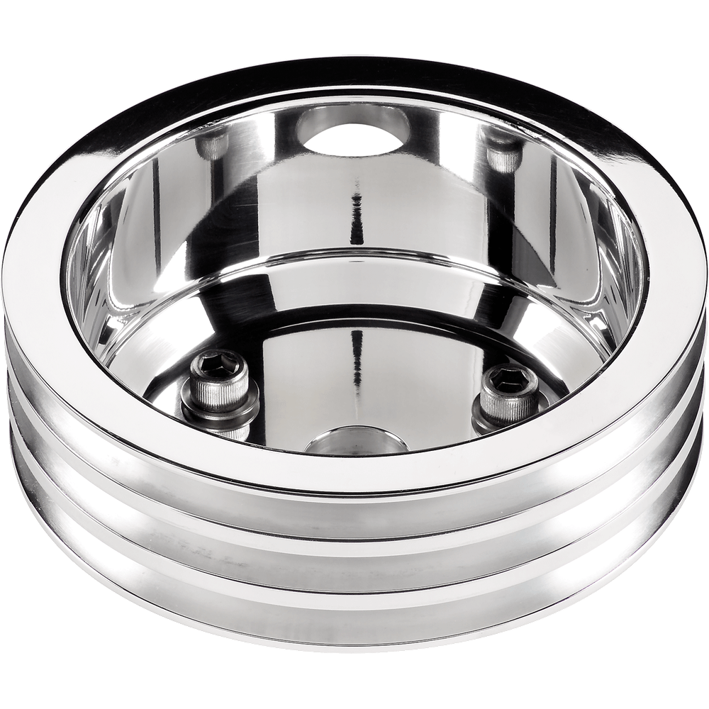 Small Block Chevy Crankshaft Pulley, Long Water Pump, 3-Groove