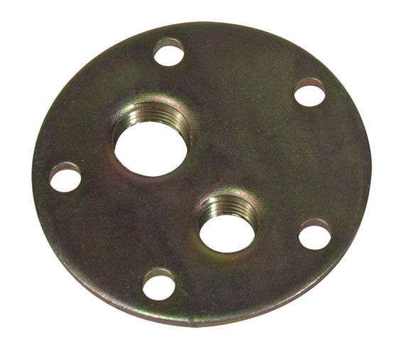 Fuel Sender Bolt-In Plate, 5-Hole, 1/4" &amp; 3/8" NPT Ports