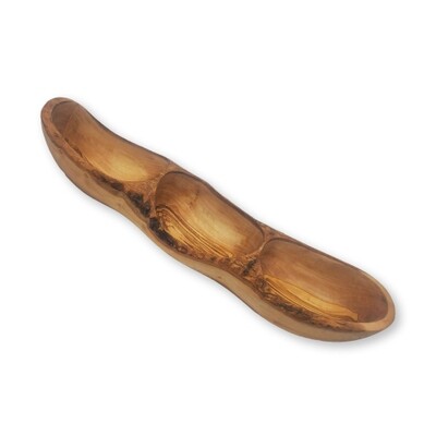 Olive Wood 3-Section Rustic Dish