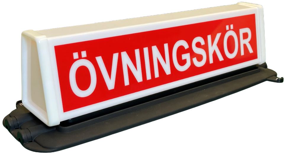 Skylt ÖVNINGSKÖR Röd LED, komplett med magnetsockel